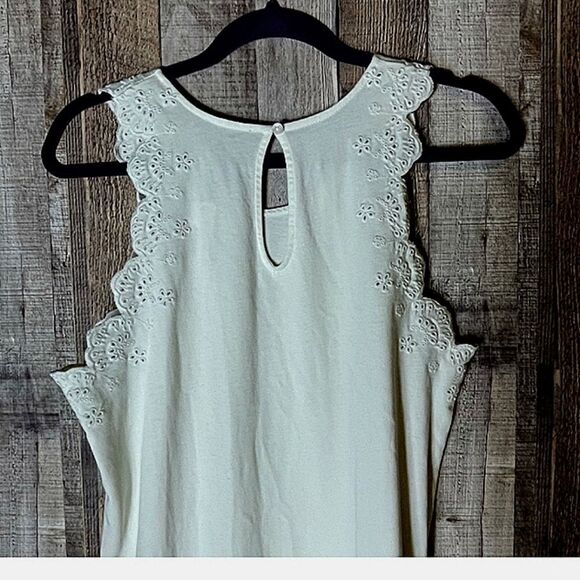 J CREW Eyelet White Sleeveless Shift Dress Cotton Sz XSMALL - Picture 6 of 8